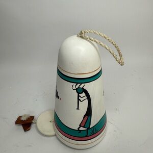 Southwestern KoKopelli Style Ceramic Wind Chime Bell 8”